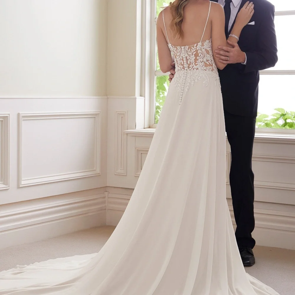 Sophia Tolli | Quartz Ethereal Lace Chiffon Wedding Dress | Ivory | 16 | NWT - Picture 3 of 8